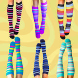 6 Pack Classic Stripes Compression Socks