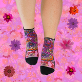 Ankle Compression Socks Funky Floral Bamboo