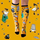 Bamboo Bin Chickens Orange Compression Socks