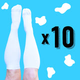 10 Pack Classic White Compression Socks 148 Needle Woven Clearance